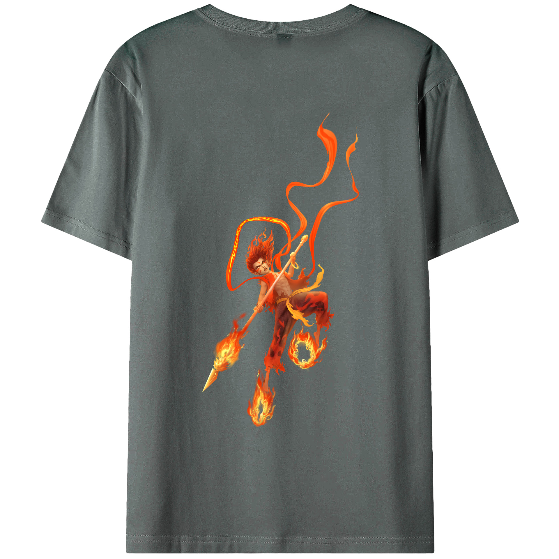 （画像用） Ne Zha 2 ナタ 魔童の大暴れ 綿100％ メンズ半袖Tシャツ（バックプリント） 通気性